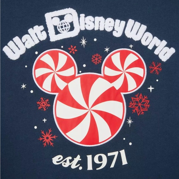 Disney Mickey Mouse Icon Peppermint Swirl Sweatshirt - Holiday Pullover WDW - Picture 3 of 6